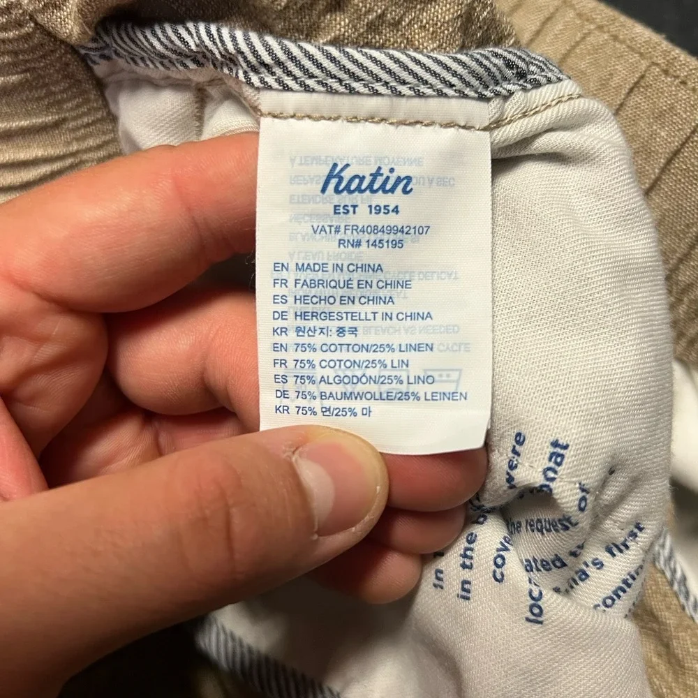 Katin Isaiah Local Pants Men's Size Medium Beige Linen Blend Chino Jogger Casual